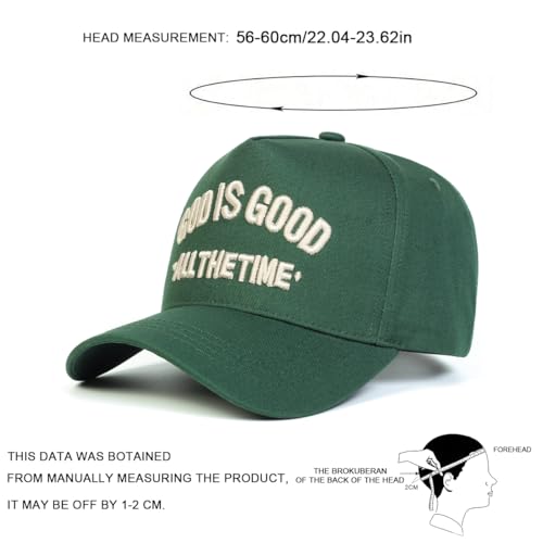 Trendy Embroidered Baseball Cap for Men & Women, Adjustable Snapback Hat for Casual Wear - color: God is Good2| Green