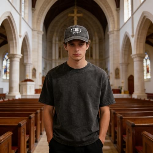 Inspirational Christian Baseball Cap, Adjustable Embroidered Cotton Hat for Men Women Dad Hat Gifts for His Her - color: Jesus Saves - Black
