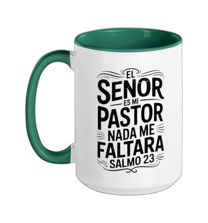 Spanish Christian With a Bible Verse Quote El Senor Es Mi Ceramic Mug, Dark Green/White, 15oz - color: Dark Green/White, size: 15 Ounces