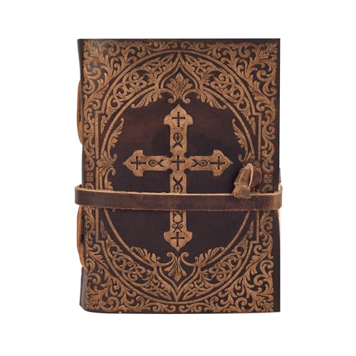 LEATHER VILLAGE Bible Journal Cross Embossed, Distressed Brown 7x5. - color: Distressed Brown, size: 7 inches X 5 inches