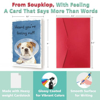 Funny Get Well Soon Card for Men Women, Surgery Recovery Gifts for Women Men, Cute Dog Get Well Soon Gifts, Post Surgery Recovery Card - color: SK-096