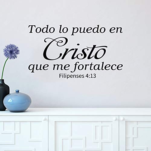 Wall Decals Quotes, Bible Verse Wall Decal, (Easy to Apply), Scripture Inspirational Positive Vinilos Decorativos Para Pared, Frases Para Decorar Pared En Español, Dios Biblicos Calcomanias Quotes Home Art Decor Vinyl Stickers Spanish, Todo Lo Puedo En Cr
