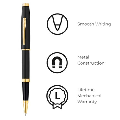 Cross Coventry Black Lacquer, Gold Rollerball Pen, Medium Point, Black Ink - color: Gold