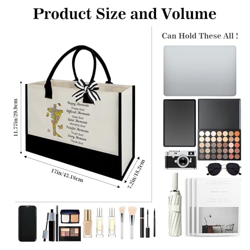 Christian Gifts for Women Faith - Inspirational Religious Gifts for Women Christians Christmas Birthday Valentines Easter Gift for Christians Friend Mom Sister Canvas Tote Bag Utility Beach Bags