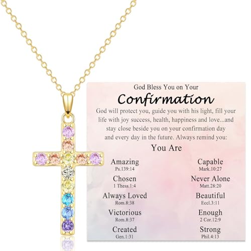 Gold Cross Necklace for Little Girl Daughter Granddaughter Niece Sister - color: Confirmation