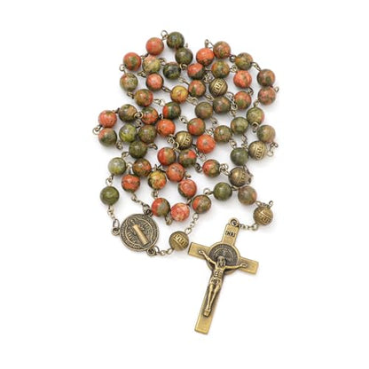 KOMI 8mm Natural Stone Beads Rosary Necklace Rosarios Catolicos Para Mujer Catholic Rosary Beads for Women Christian Gifts - style: Rosary-5