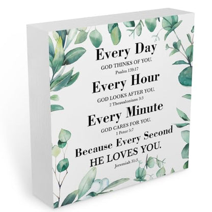 Inspirational Christian Office Supplies Desk Decor White Wooden Box Sign - color: White0386