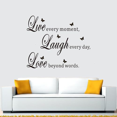 Inspirational Family Wall Stickers for Bedroom: Home Quotes Motivational Vinyl Art Wall Decals for Living Room Kitchen Apartment Bathroom - Live Every Moment 18" X 15" - color: Live Every Moment, size: Small