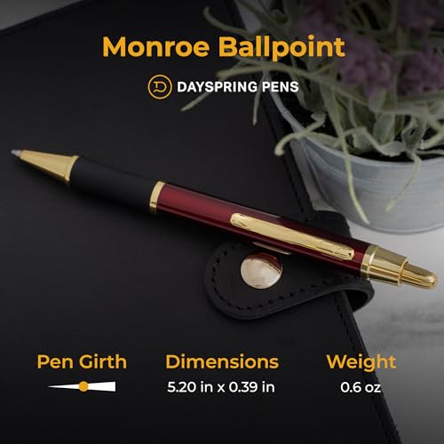 Dayspring Pens Monroe Click Action Ballpoint Pen in Red with 18k Gold Trim - color: Red, style: Non Customized