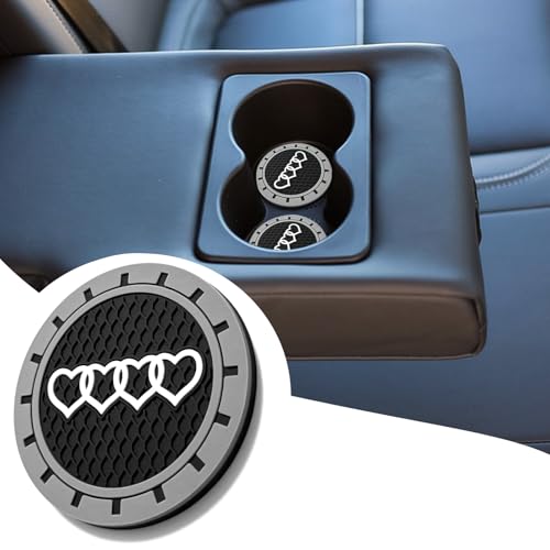 2.75in 2Pack - Love Heart Car Cup Holder Coaster for Audi A3 A4 A6 A8 Q2 Q3 Q5 Q7 Q8 S3 S5 S6 RS3 RS4 RS7 R8 TT Recessed Anti Slip Silicone Cupholder Coaster Interior Accessories - color: S/W