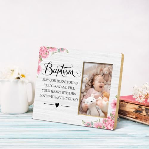 JioJio Chan Baptism Picture Frame Gifts for Boy and Girl,4x6 Picture Frame - color: pink