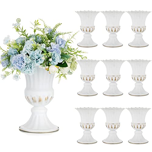Sziqiqi White Metal Vase for Centerpiece, Table Flower Arrangements, 10Pcs - color: White, size: 9in-10pcs