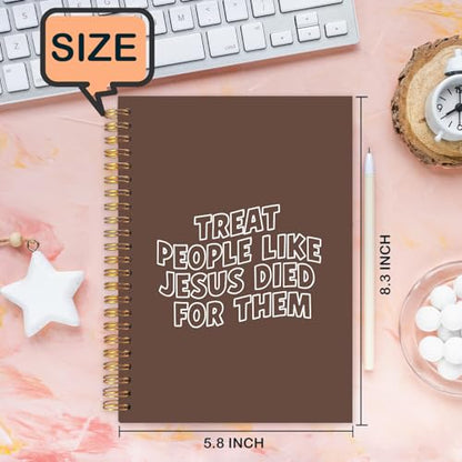 Christian Spiral Journal Notebook 5.5x8.3in, Bible Scripture Journal for Woman, Christian Gifts for Women, Treat People Like Jesus Religious Notebooks for Note Taking, Hardcover Notebook - color: Brown