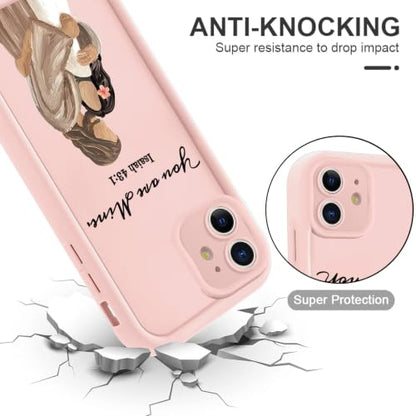 for iPhone 13 6.1'' Cute Bible Verse Hug Phone Case - color: Pink-You Are Mine, size: iPhone 13