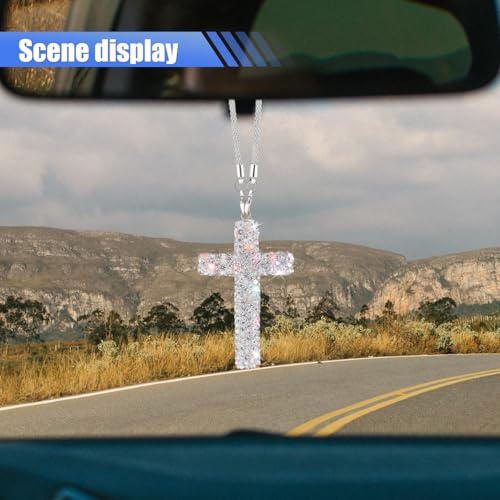 ZIMISI Bling Cross Car Hanging Ornament (White) - color: White