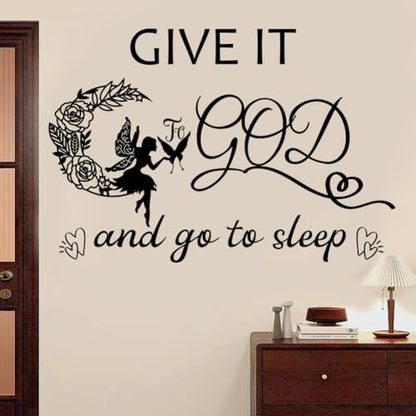 Vinyl Wall Art Decal - Give It to God and Go to Sleep IGN - Bedroom Wall Decor Above Bed Modern Inspirational Religious Quote Sticker for Home Office Bedroom Living Room Classroom Decor.