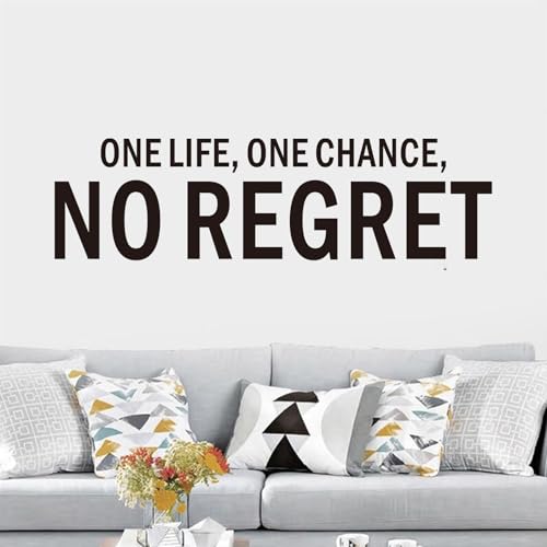 Inspirational Wall Stickers for Living Room: Motivational Quotes Office Gym School Classroom Garage Bedroom Vinyl Art Wall Decals - One Life One Chance No Regret 25" X 7" - color: One Life One Chance No Regret, size: Small