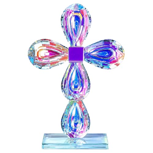 QFkris Colorful Crystal Cross Standing Decor - color: Ab-color