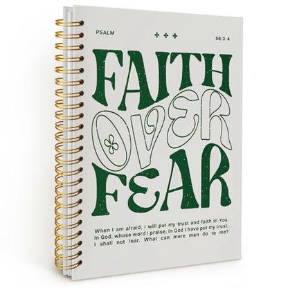 Faith Over Fear Christian Notebook, Bible Journal, Prayer Journal for Women & Men, Church Notes Journal, Scripture Hardcover Spiral Notebook 5.5x8.3 in - color: Faith over fear