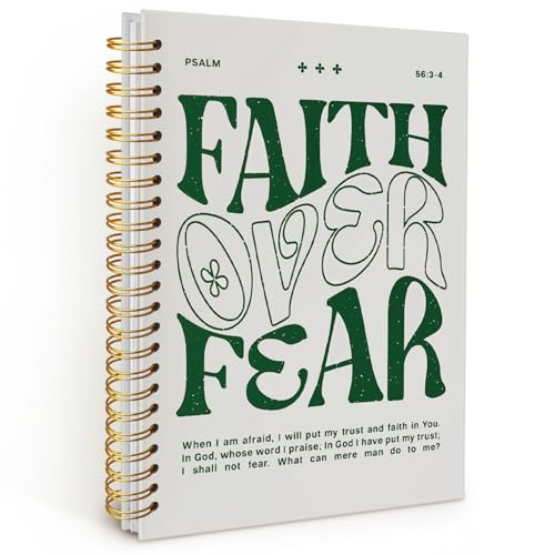 Faith Over Fear Christian Notebook, Bible Journal, Prayer Journal for Women & Men, Church Notes Journal, Scripture Hardcover Spiral Notebook 5.5x8.3 in - color: Faith over fear
