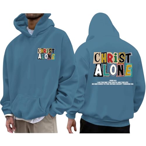 Christian Hoodies For Men Jesus Religious God Hoodie Faith Bible Verse Sweatshirt inspirational Cotton Pullover Tops - color: Deep Blue1, size: Small
