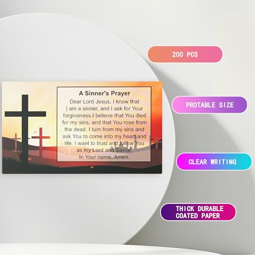 A Sinner's Prayer Pocket Scripture Cards,Mini Gospel Tract Card Plan of Salvation Cards Christian Inspirational Bible Verses Cards Prayer Postcards - color: Sinner's Prayer