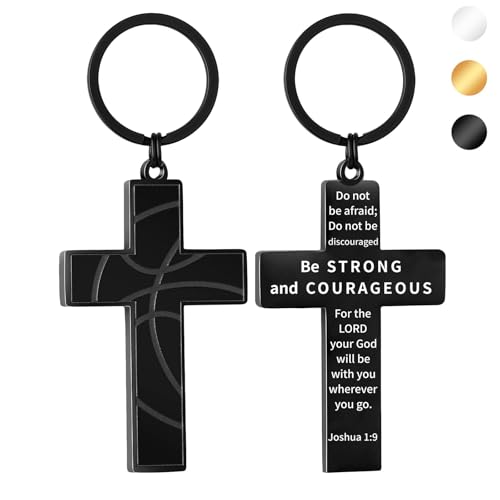 Football/Baseball/Soccer/Basketball Cross Keychain for Men Sport Gifts - color: Black, style: Basketball-joshua 1:9