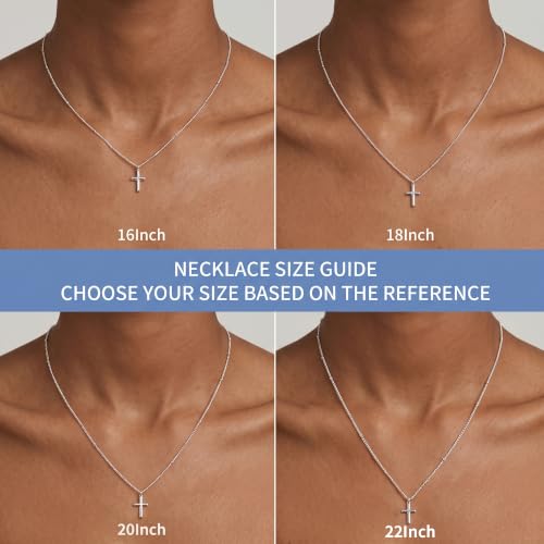 925 Sterling Silver Cross Necklace for Women Dainty Cross Necklace - color: Silver -18"