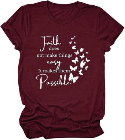 Christian Jesus Faith T Shirts for Women - color: Wine Red5, size: XX-Large