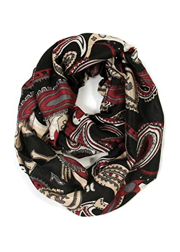Scarf& Scarfand's Vibrant Colored Artistic Painting & Graphic Print Infinity Fashion - color: Paisley Black