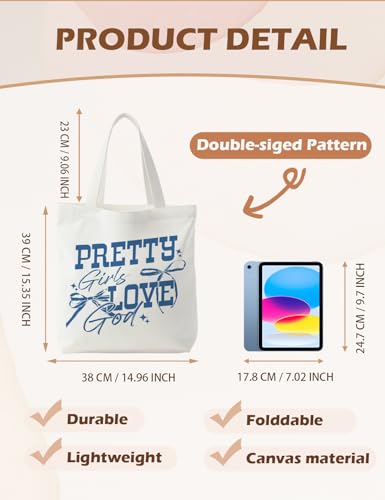 Bible Bags for Women, Christian Tote Bag, Gifts for Christian Women - color: Coquette Blue Bow