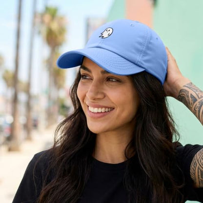 DALIX Ghost Embroidered Mens Womens Cotton Dad Hat Baseball Cap Adjustable - color: Light Blue