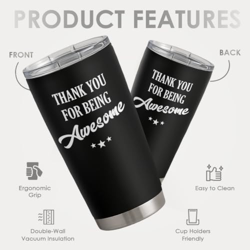 SANDJEST Thank You for Being Awesome Tumbler Gift Set - Birthday, Christmas, Appreciation Inspirational Gifts for Women, Men, Coworkers - 20oz Stainless Steel Insulated Coffee Travel Mug - color: Inspirational 2