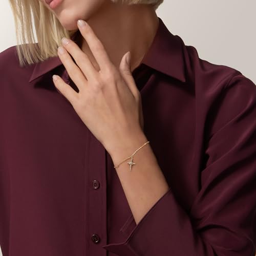 Gold Cross Bracelet for Women, Dainty 18K Gold Plated Double Pendant Jewelry, Sparkling Zirconia Prayer Bracelet, Adjustable Link Chain Lobster Clasp (5.9in + 2.4in) - style: Twisted Cross Bracelet