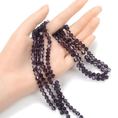 250pcs Czech 6mm (0.24 Inch) Faceted Bicone Crystal Glass Loose Beads Spacer Bulk Amethyst Purple for DIY Craft Jewelry Making CCB627 - color: Amethyst, size: 6mm - 250pcs