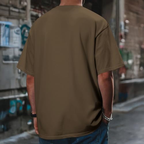 Fkatuzi Christian Jesus God Shirts for Men Religious Faith Bible Verse T Shirt Oversized Graphic Tee Cotton Streetwear Tops - color: Brown, size: Small