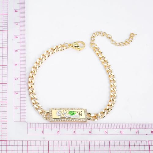 14K Yellow Gold Christian San Judas Bracelet For Women Men - Religious St Jude Bracelet, San Judas Tadeo Bracelet, Pulseras De San Judas Tadeo, Saint Jude Bracelets - color: Red Hearts St Jude Bracelet 9
