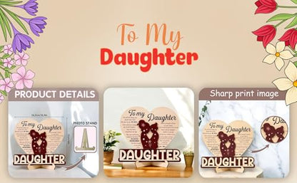 KATINAT To My Daughter from Mom, Wooden Heart Keepsake, Inspirational Mother’s Love Plaque, Sentimental Home Decor, Birthday Christmas Graduation Wedding Present - color: KATINAT To My Daughter Plaque