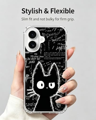 Gloomy Black Cat Graffiti Phone Case Compatible with iPhone 17 - color: Black Cat