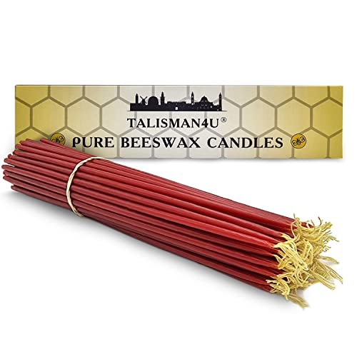 TALISMAN4U 50 Red Beeswax Taper Prayer Candles 11 inch Holy Land Jerusalem - color: Red