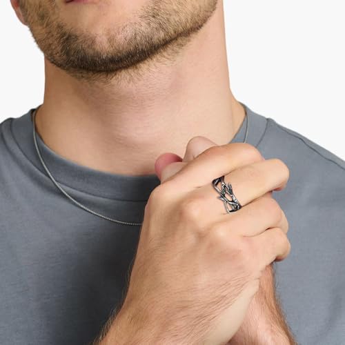 HZMAN Jesus Crown of Thorns Ring for Men Stainless Steel Pinky Ring - color: Silver