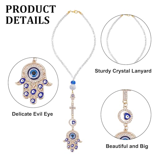 1PC Crystal Hanging Suncatchers with Evil Eye Pendant with Alloy Lobster Clasps Suncatcher Car Charm Gift Good Luck Spiritual Rearview Mirror for Window Car Door Frame Balcony - color: Hand Gold
