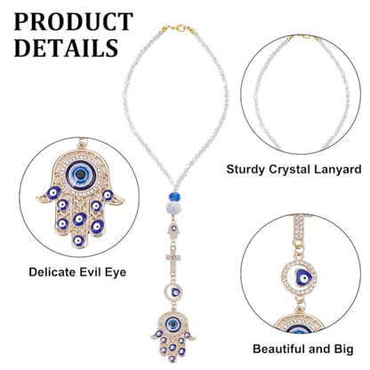 1PC Crystal Hanging Suncatchers with Evil Eye Pendant with Alloy Lobster Clasps Suncatcher Car Charm Gift Good Luck Spiritual Rearview Mirror for Window Car Door Frame Balcony - color: Hand Gold