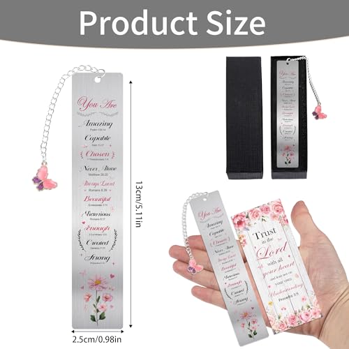 Christian Metal Bookmark and Pen, Inspirational Metal Book Mark for Women - style: Christian, Pink