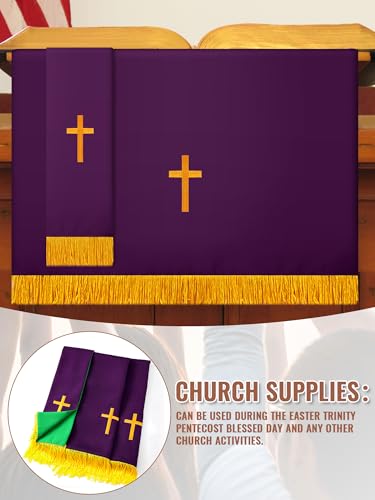Cutecrop 3 Set Parament Table Runner Altar Cloth Green and Purple - color: Green and Purple