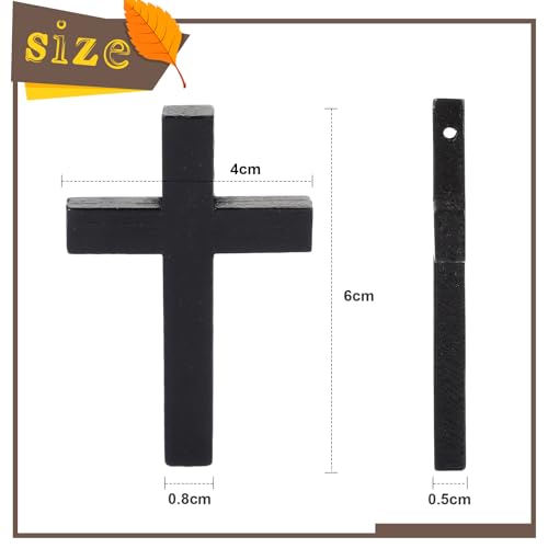 meekoo Natural Wooden Cross Bulk Pendants Mini Cross Beads Bulk for DIY Crafts Jewelry Making - color: Black, size: 1.57 x 2.36 x 0.2 Inch