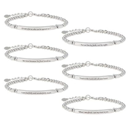 kilofly Set of 3/6 Bible Verse Bracelet Christian Unique Religious Gift for Women - style: Hope Set6