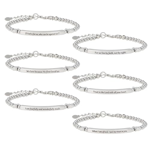 kilofly Set of 3/6 Bible Verse Bracelet Christian Unique Religious Gift for Women - style: Hope Set6