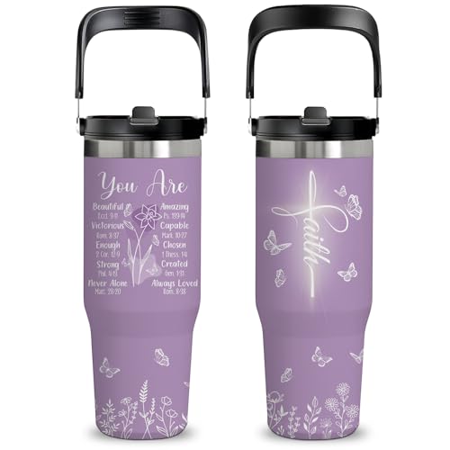 30oz Christian Insulated Tumbler with Handle, Gifts for Women Mom Daughter - color: Christ2