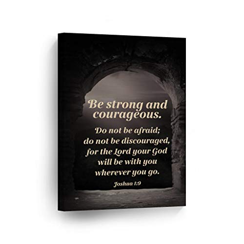 Smile Art Design Scripture Wall Decor Canvas Print Bible Verse Joshua 1:9 Be Strong and Courageous Do Not be Afraid Religious Family Room Home Decor Christian Art Ready to Hang - 12x8 - color: Christian Canvas V04, size: 12"L x 8"W